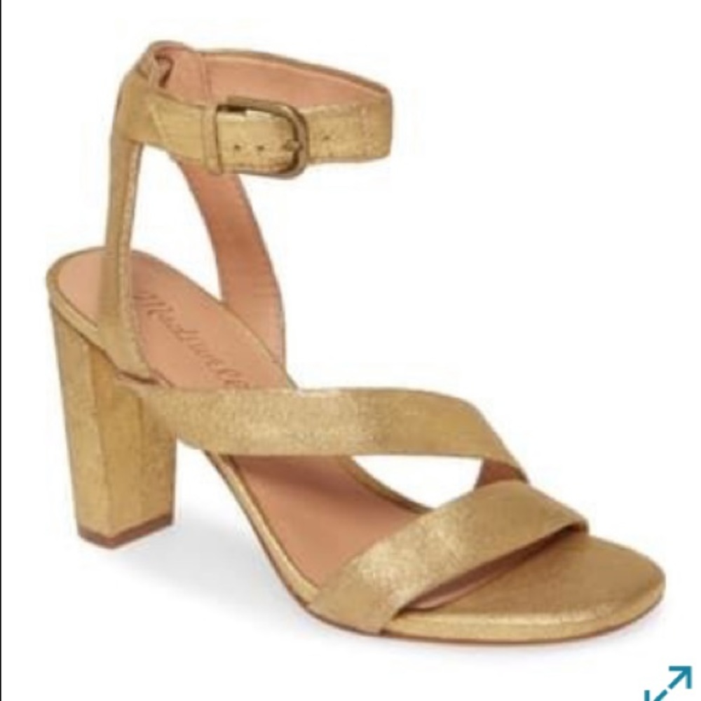 Madewell Liv sandal heel in pyrite gold size 7